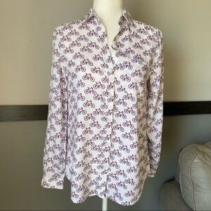 BEACHLUNCHLOUNGE casual long sleeve button down shirt bicycle print size XS